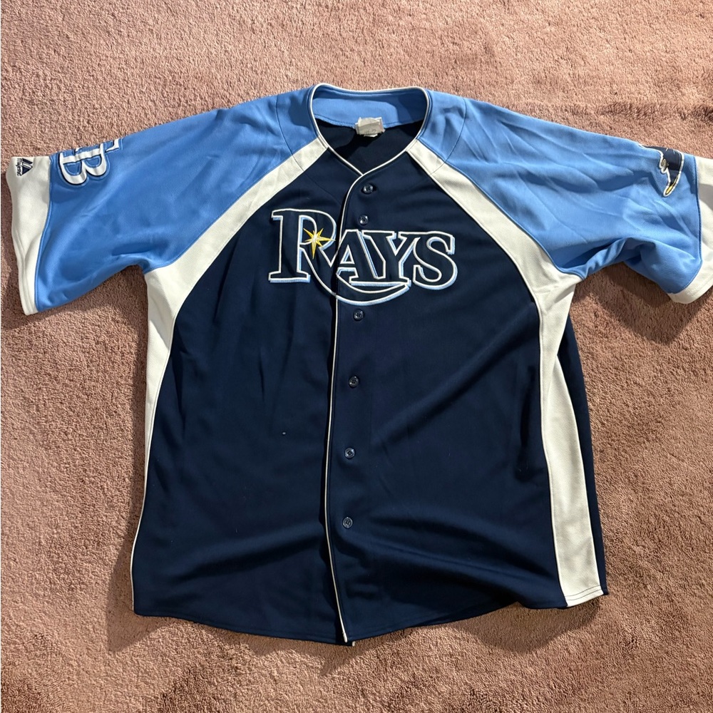 Majestic Tampa Bay Rays Navy and Light Blue Baseball Jersey